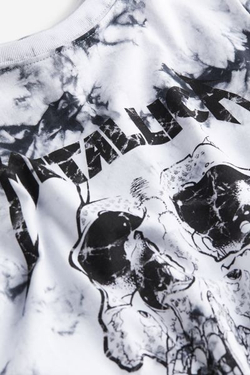 H&M Хлопковая футболка с принтом, темно-серый