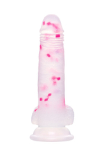 Прозрачный фаллоимитатор Crowley с цветными вкраплениями - 18 см. (Цвет: прозрачный)