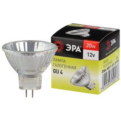 Лампа галогенная ЭРА GU4-MR11-20W-12V-30CL 20Вт софит теплый белый свет GU4 | Лампы галогенные Точечные (MR, PAR)