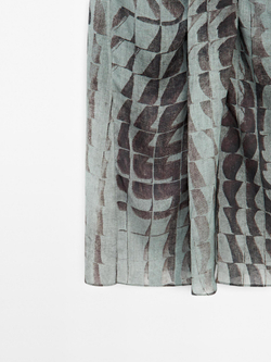 Massimo Dutti Юбка миди с принтом и сборкой, нефтяно-синий