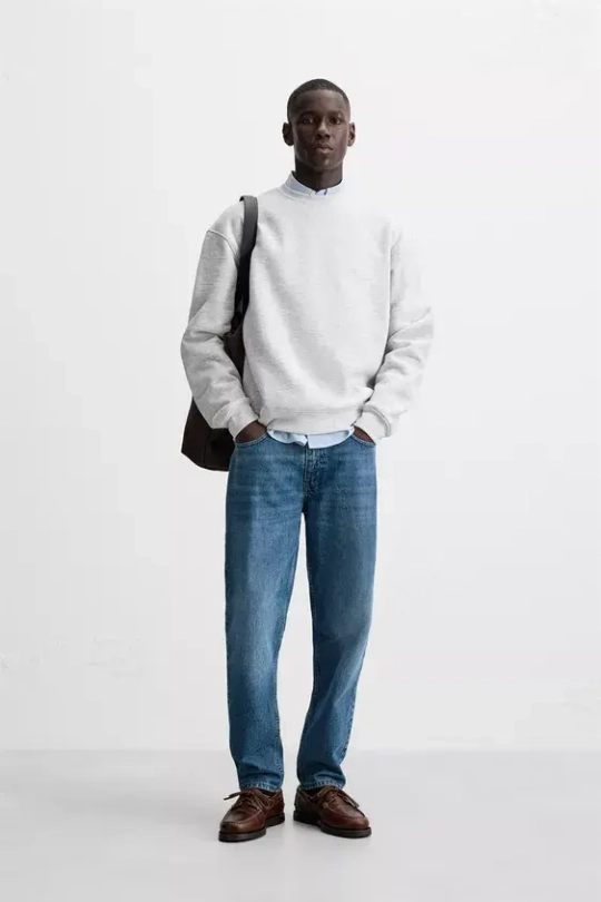 ZARA ТОЛСТОВКА С КРУГЛЫМ ВЫРЕЗОМ, СВЕТЛО-СЕРЫЙ