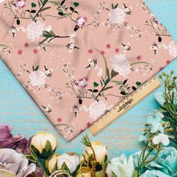 Ткань бифлекс птицы на цветках