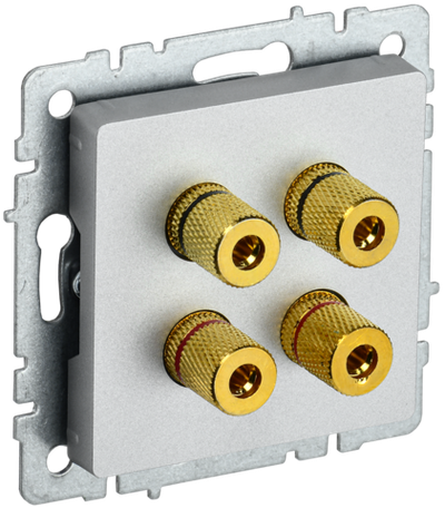 BRITE Аудиорозетка 4-местная РА10-БрА алюминий IEK