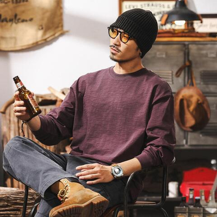 Мужская футболка с текстурой бамбука, с длинным рукавом, весна-осень.Оптом и в розницу