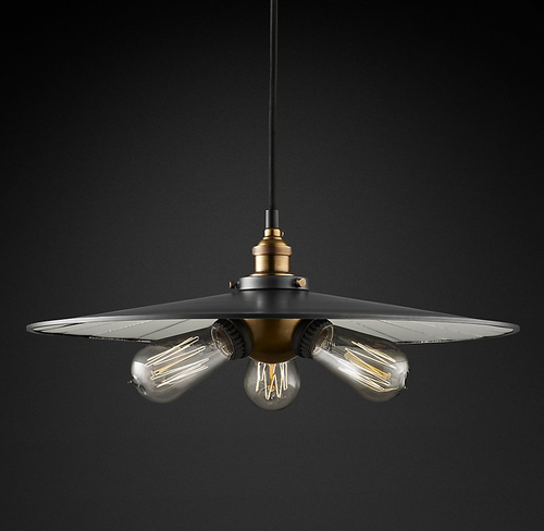 Подвесной дизайнерский светильник  20th C. Factory Filament Reflector Triple Pendant by Restoration Hardware