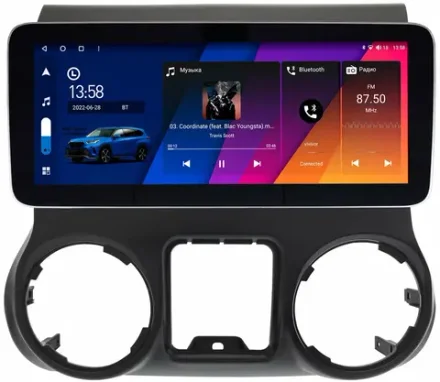 Магнитола для Jeep Wrangler 2010-2014 - Canbox H-Line 1294 монитор 12.3" QLED в стиле MERCEDES на Android 10, ТОП-процессор, CarPlay, 4G SIM-слот