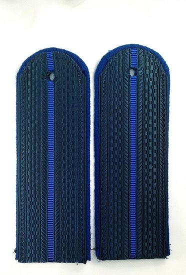 Погоны "Юстиция МВД" темно-синие с 1 васильковым просветом (пластик)