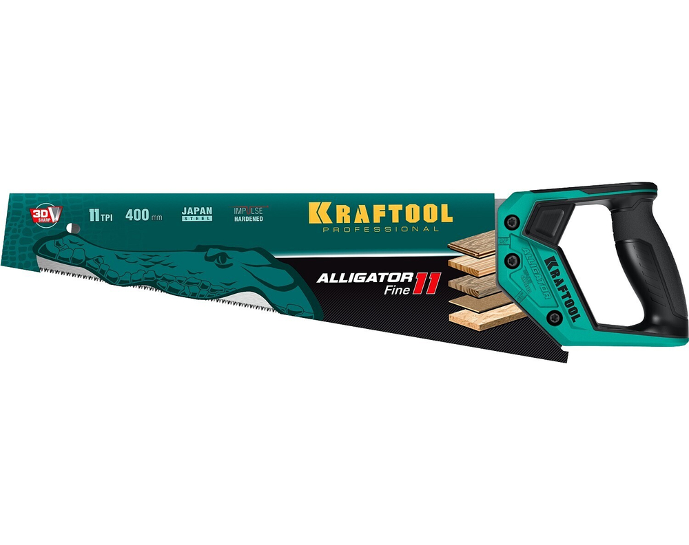 KRAFTOOL Alligator Fine 11, 400 мм, ножовка для точного реза (15203-40)