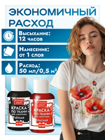 Комбо красок для аэрографа по ткани (чёрная+красная) 2х30 мл