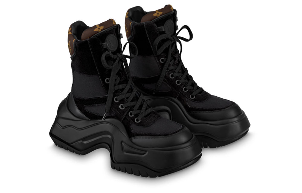 LOUIS VUITTON Archlight 2.0 Platform Ankle Sneakers "Black With Brown Monogram" Women"s