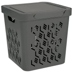 Ящик с крышкой универсальный deluxe, 286х286 мм, 18л (серый)