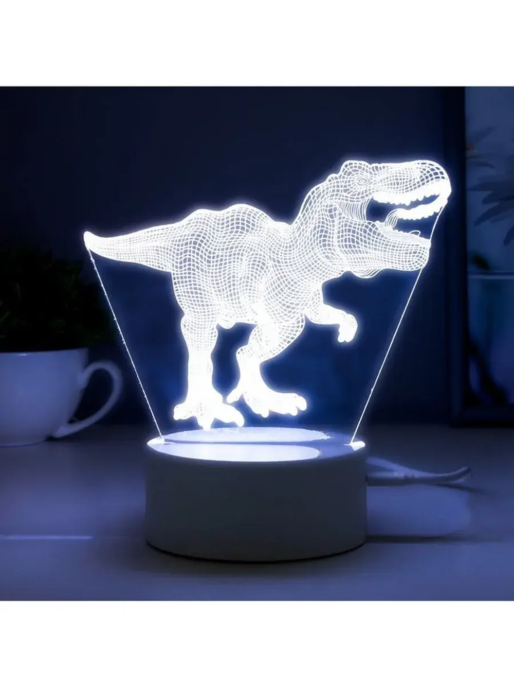 Светильник сенсорный «Тираннозавр» LED 7 USB/от батареек бел