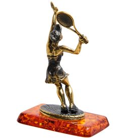 AM-2064 Фигурка «Теннисистка» (латунь, янтарь)