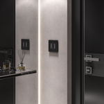 Сенсорный выключатель двухклавишный с подсветкой 1000 Вт (черный)