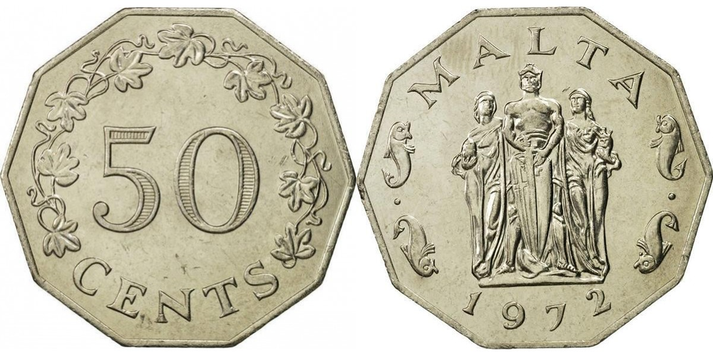 Мальта 50 центов, 1972 - 1981 Монумент Великой осады XF