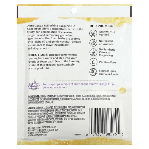Aura Cacia, Пенная ванна для ароматерапии, мандарин и грейпфрут, 70,9 г (2,5 унции)