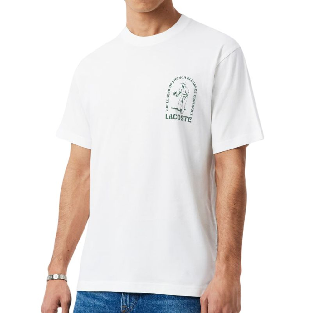 Мужская теннисная футболка Lacoste Printed Cotton - white