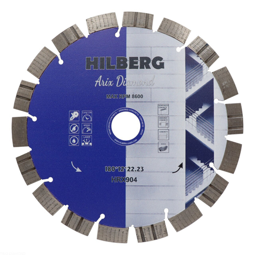 Диск алмазный отрезной 180*22.23*12 Hilberg Arix Diamond HRX904