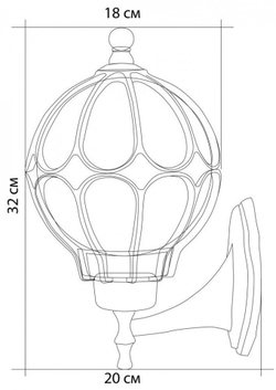 Садово-парковый светильник Сфера PL3701 60W 230V E27 черное золото (на стену вверх) ОТК