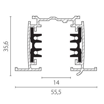Трек четырехконтактный 3-фазный встраиваемый со стыковочными пазами (круглые медные жилы) 3м 503038-R черный Quattro Lightstar