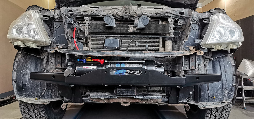 Площадка под лебёдку в штатный бампер Nissan Patrol Y62 2010+ РИФ