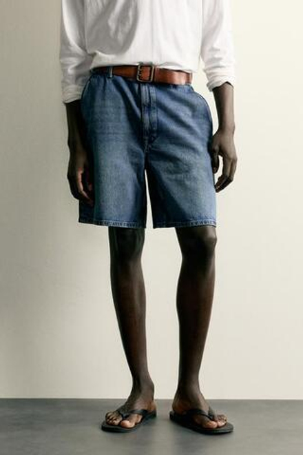 ZARA ДЖИНСЫ STRAIGHT FIT С ВОЩЕНЫМ ЭФФЕКТОМ, ВЫЦВЕТШИЙ СИНИЙ