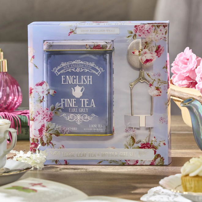 New English Teas Набор с листовым чаем Tea & Infuser Gift Set, Earl Grey, 125г