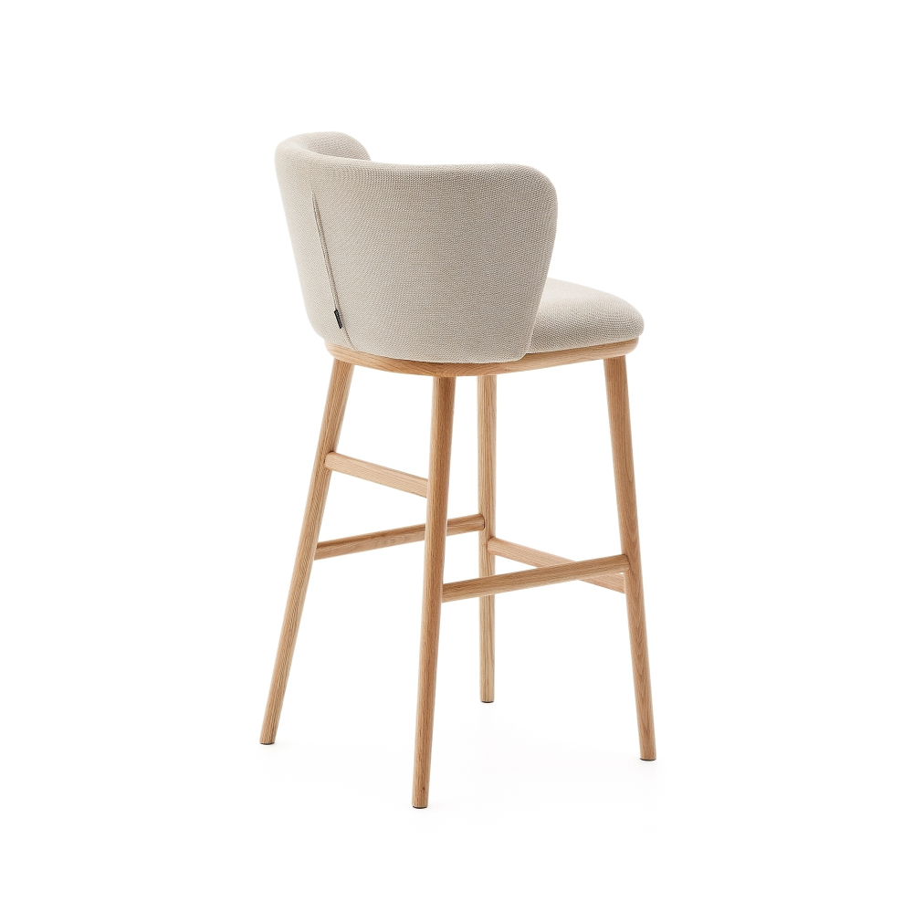 Ciselia Барный стул из бежевой синели и натурального массива ясеня