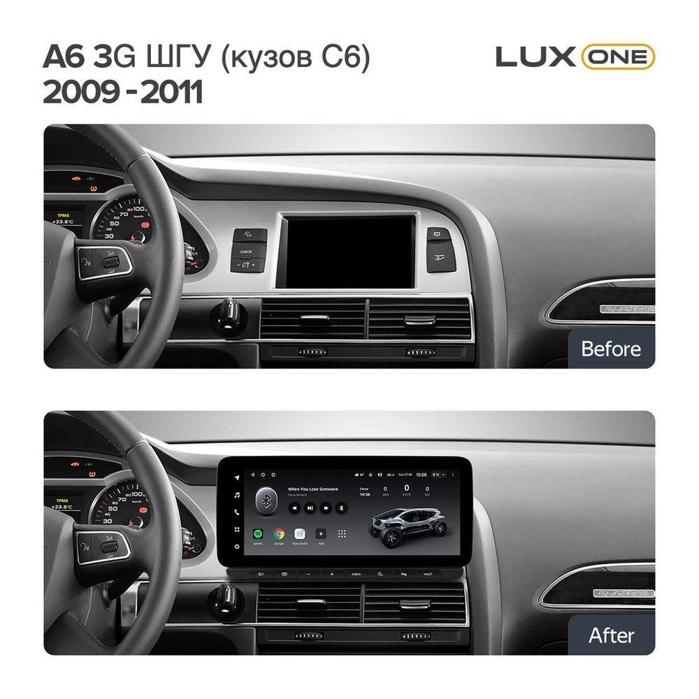 Магнитола Audi A6 C6 2008-2011 3G - Teyes LUX ONE ROUND монитор 12.3" 2K QLED на Android 10, CarPlay, 4G SIM-слот