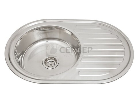 Мойка кухонная врезная 7750BL, 770x500x180, 0,6мм, выпуск 3 1/2, нержавейка, полированная, в комплекте