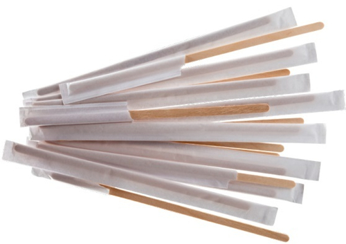 Размешиватель деревянный 18см, Индивидуальной бумажной упаковке, 250шт/упак, 20упак/кор