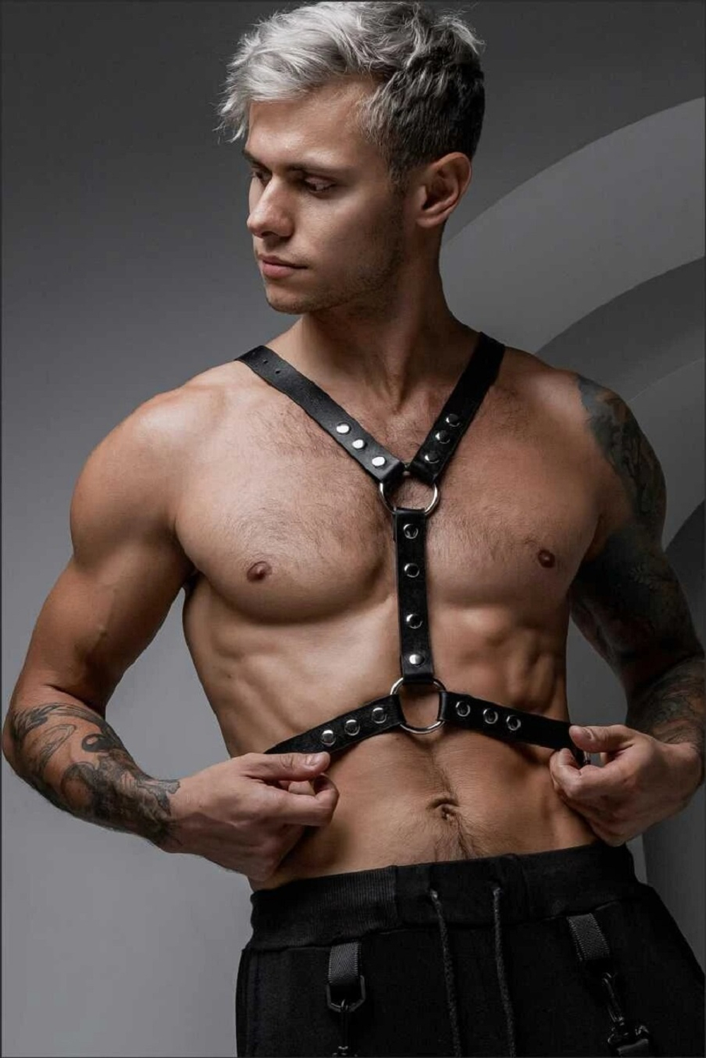 Портупея мужская Akvilon кожа черный S/M