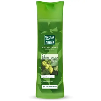 Шампунь для волос ЧИСТАЯ ЛИНИЯ 2в1 на отваре трав 400мл