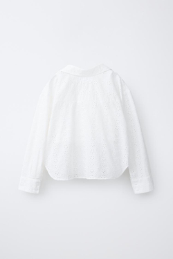 ZARA РУБАШКА И ТОП С ВЫШИВКОЙ ШИФФЛИ, ЖЕЛТОВАТО-БЕЛЫЙ