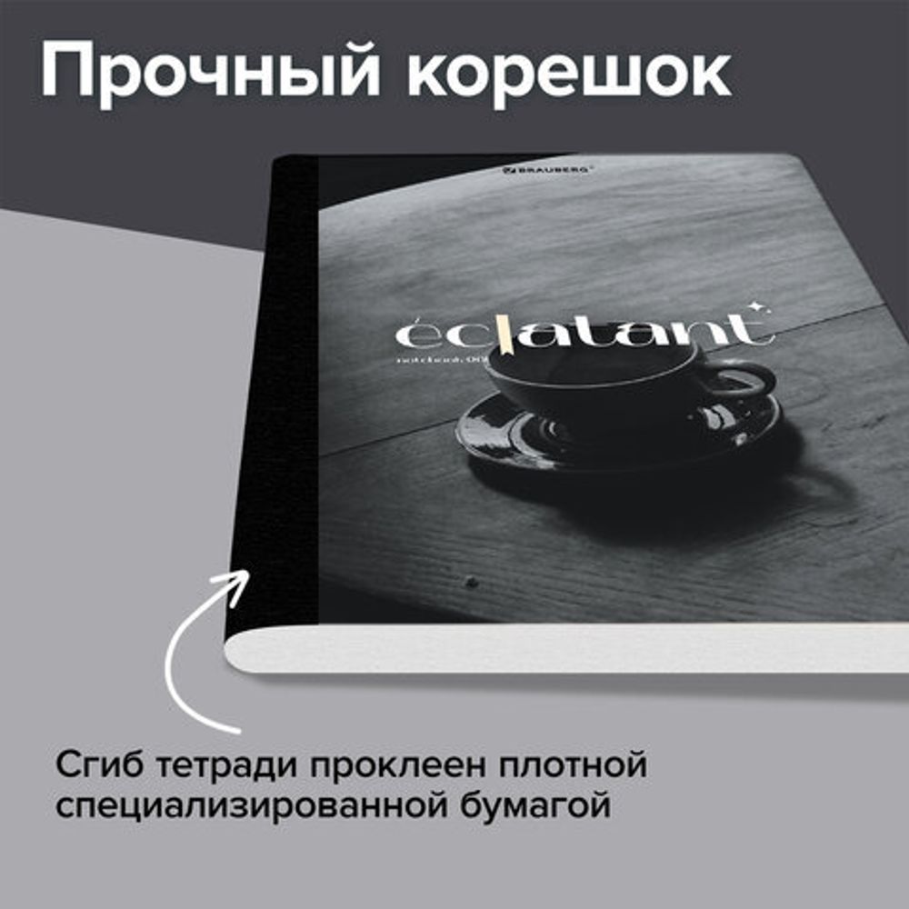 Тетрадь А5 96л. BRAUBERG на сшивке с корешком, клетка, обложка картон, Simplicity, 405288