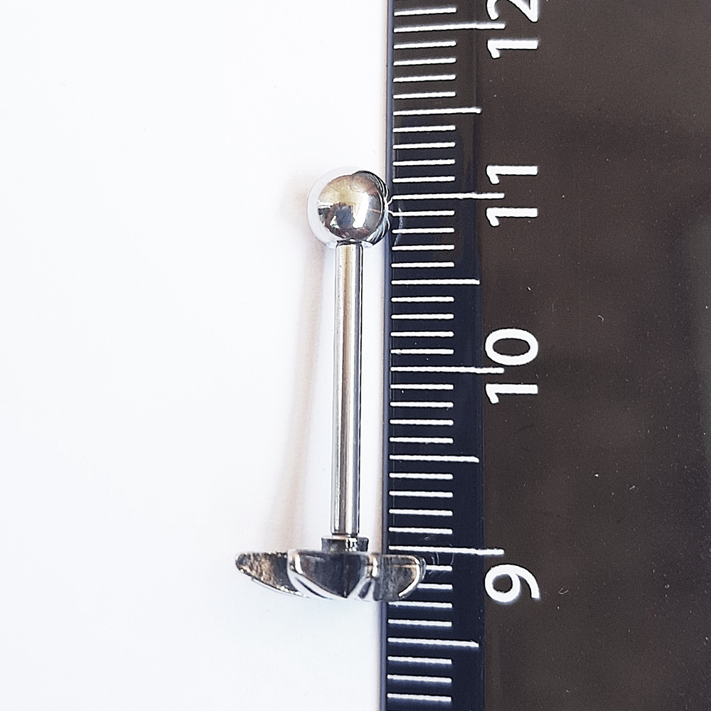 Штанга 16 мм для пирсинга языка "Звезда", толщина 1,6 мм, диаметр шариков 5 мм. Медицинская сталь. 1 шт