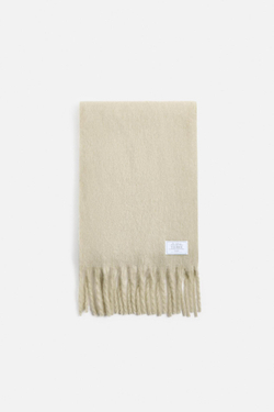 ZARA ШАРФ ИЗ РЕЛЬЕФНОЙ ТКАНИ, СВЕТЛО-ЗЕЛЕНЫЙ