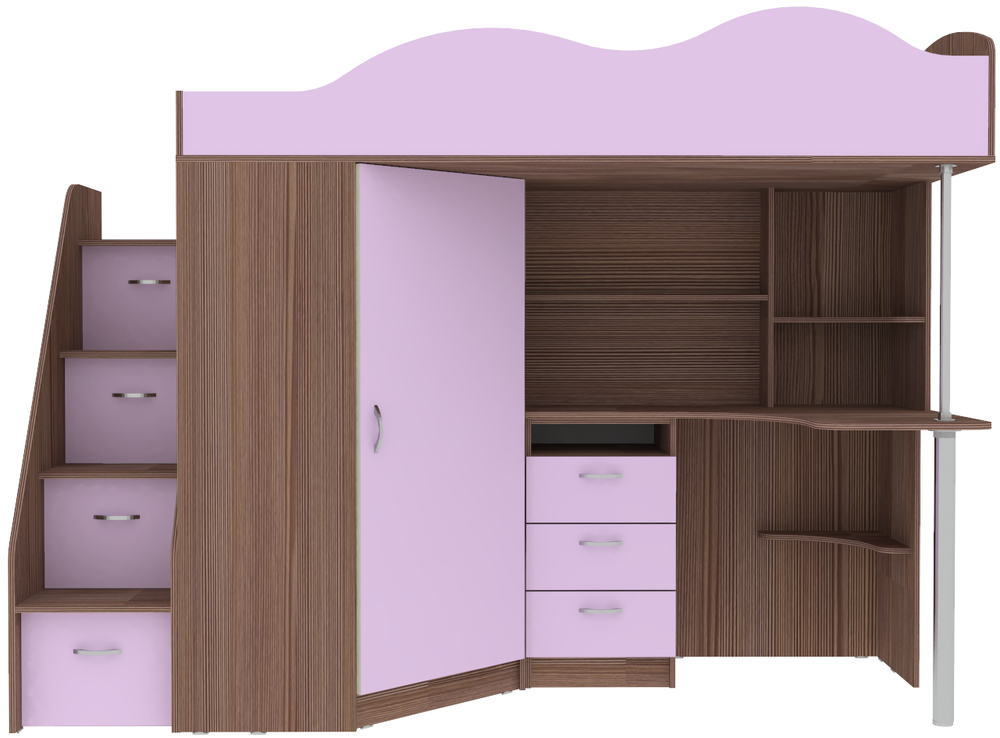 Кровать-чердак КарИВи Пионер Бодего Темный Ирис