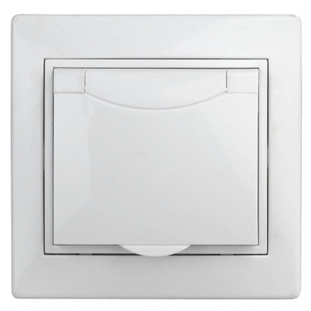 Розетка Intro Plano 1-207-01 с заземлением 2P+E Schuko с крышкой шторками 16А-250В IP20 СУ белый