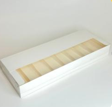 Коробка для эклеров и эскимо 375*145*50 мм с пластиковой крышкой БЕЛАЯ (8)