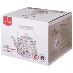 ЧАЙНИК AGNESS ЭМАЛИРОВАННЫЙ СЕРИЯ "FLOWER STORY", 2,6 Л