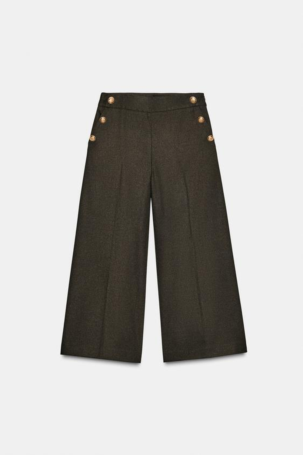 ZARA БРЮКИ-КЮЛОТЫ С ПУГОВИЦАМИ, КОРИЧНЕВЫЙ