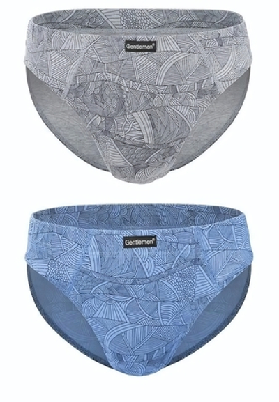 Набор из 2 трусов-слипов с рисунком - серых и голубых (Размер: XL) (Цвет: серый с голубым)