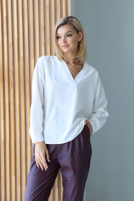 Блузка свободного кроя с v-образным вырезом, 10.02.021.10.318/42-44 Look Like Cat (Акция)