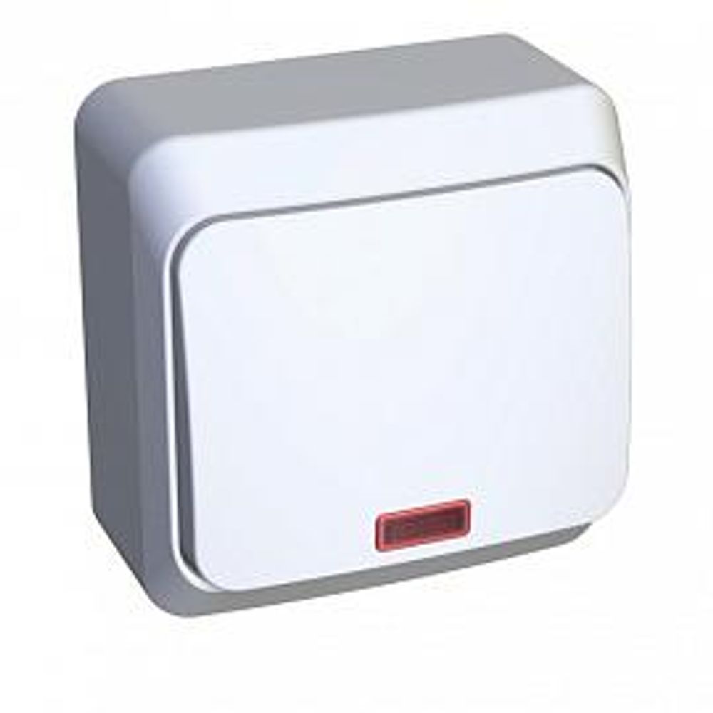 Schneider Electric ЭТЮД Белый Выключатель 1-клавишный открытая установка с индикатором подсветка внутри BA10-005B