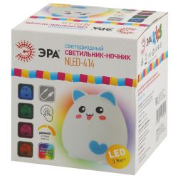 Ночник - светильник светодиодный ЭРА NLED-414-2W-BU аккумуляторный мягкий силиконовый белый с синим