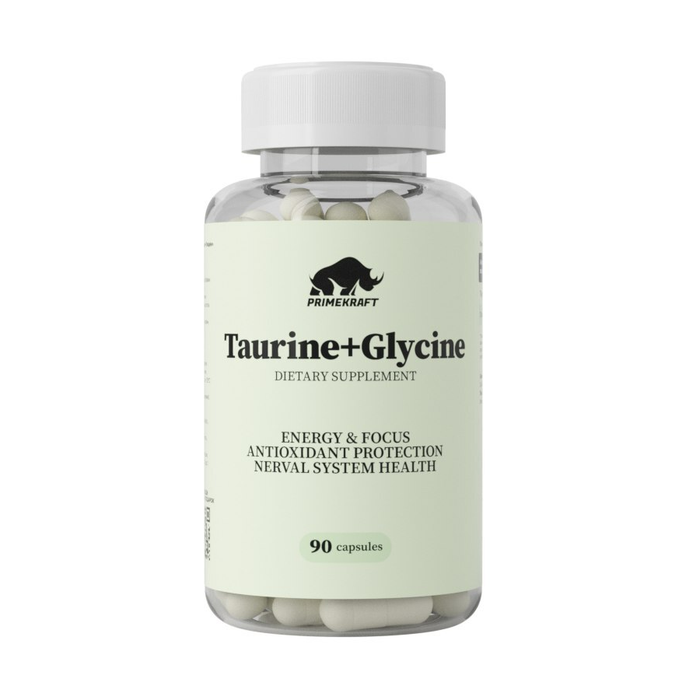 Таурин + Глицин, Taurine + Glycine, Prime Kraft, 90 капсул