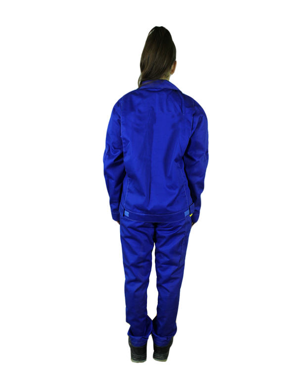 Костюм женский летний «КАМА» (куртка+брюки) цв.васильковый/светло-серый