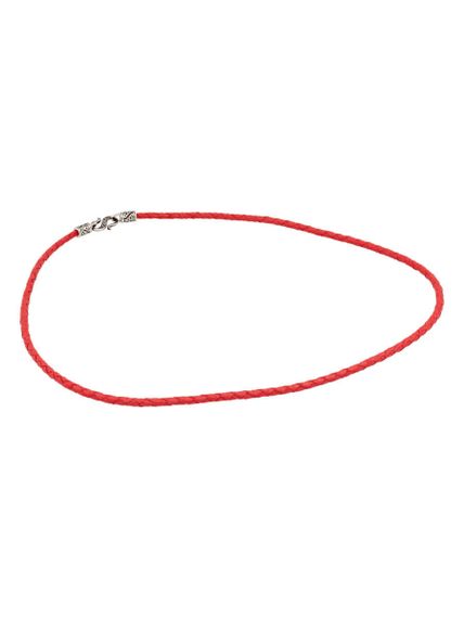 Гайтан кожаный красный 3 мм из серебра, вид спереди