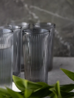 Набор ребристых бокалов для виски, 330 мл. 6 шт. Черные